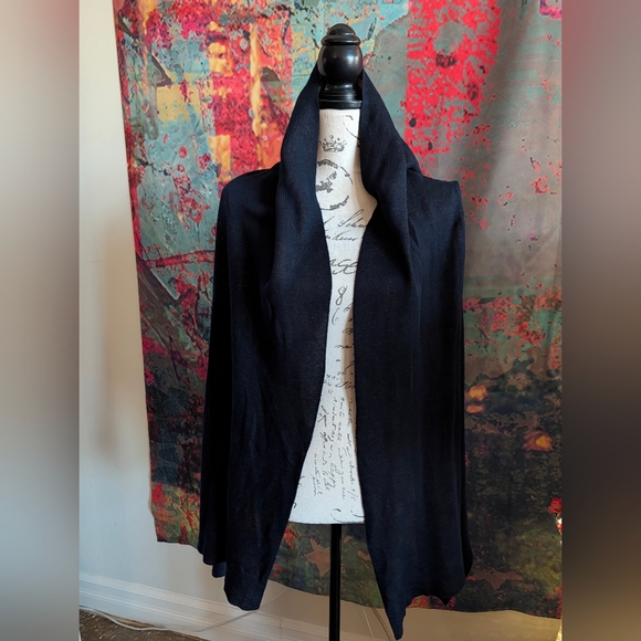 Issey Miyake Pleats Please Navy & Orange Geometric Print Shawl/Wrap/Scarf - Picture 5 of 11